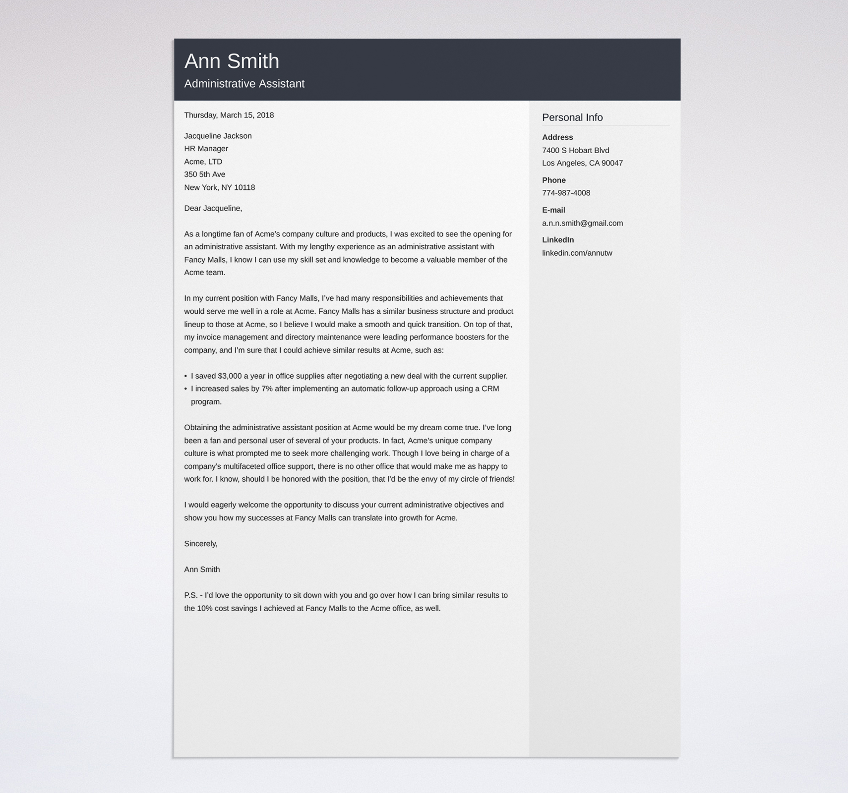 Cover Letter To Cv Sample, Administrative Assistant Cover Letter, Cover Letter To Cv Sample