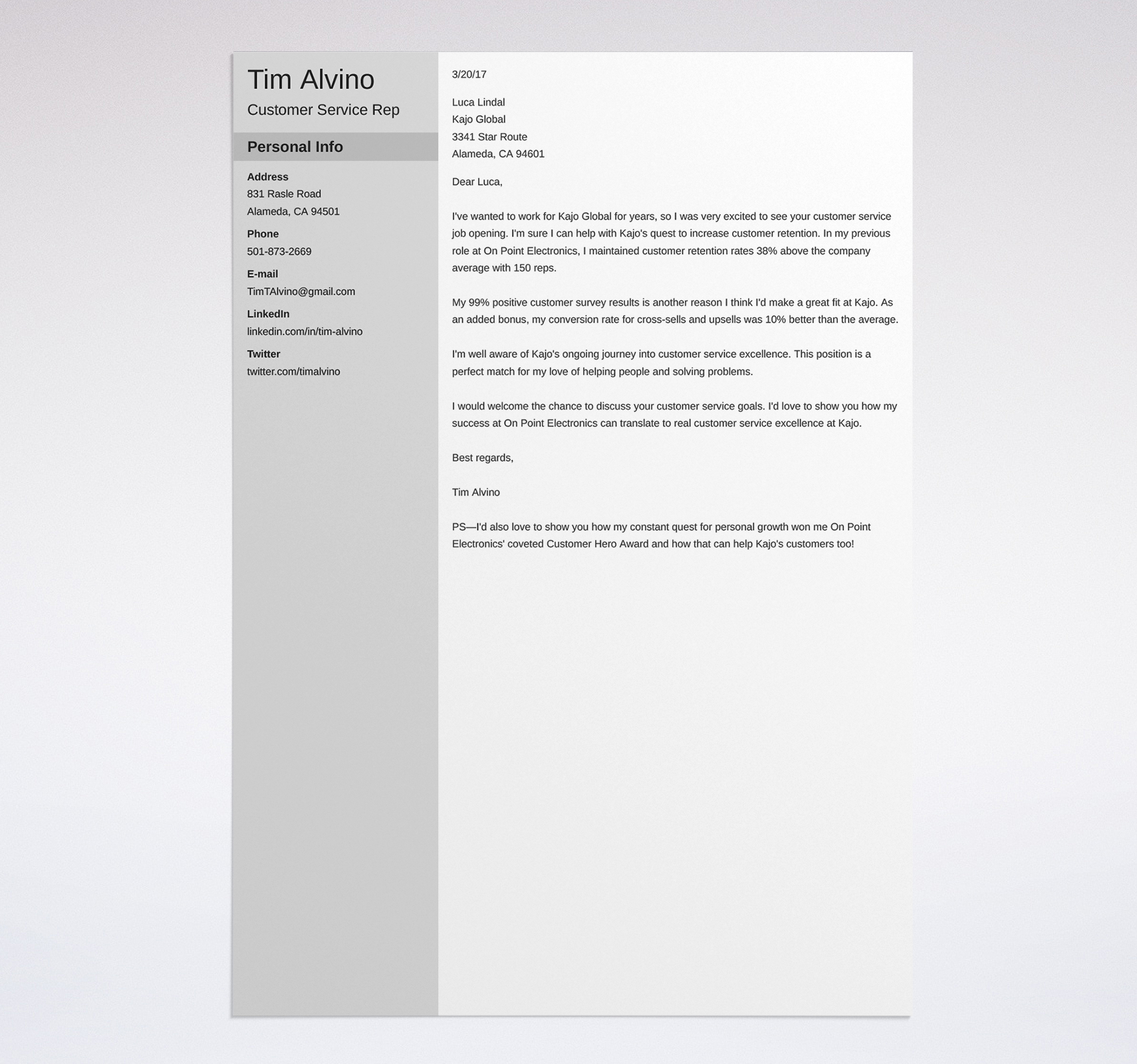 zety customer service cover letter