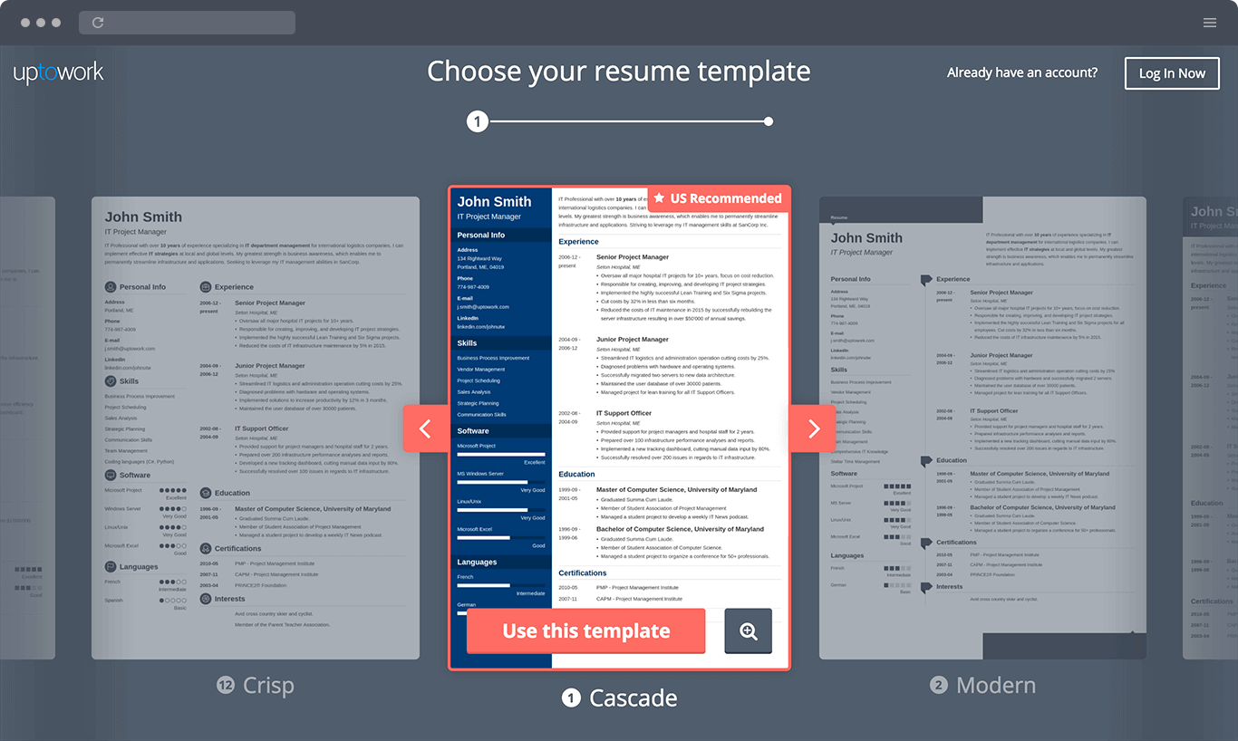 resume template zety