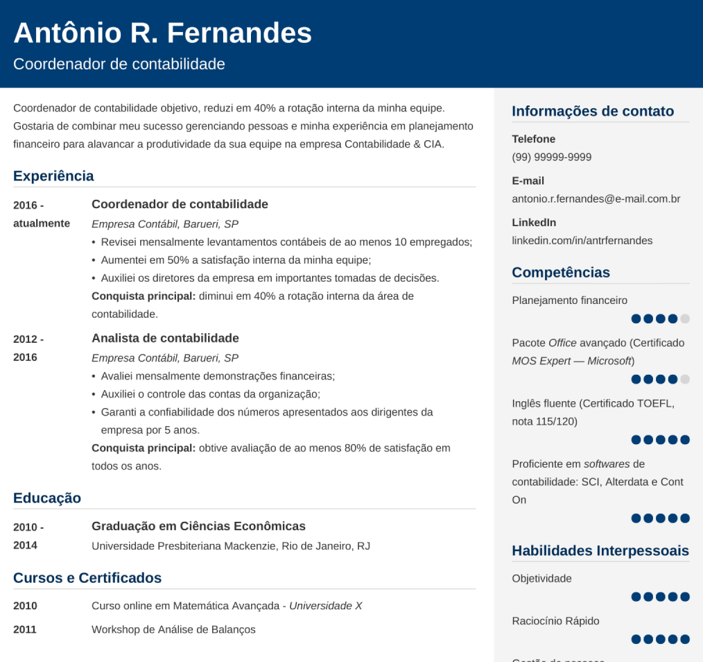 Gerador De Curr culo Online Fazer Um Curriculum Vitae F cil