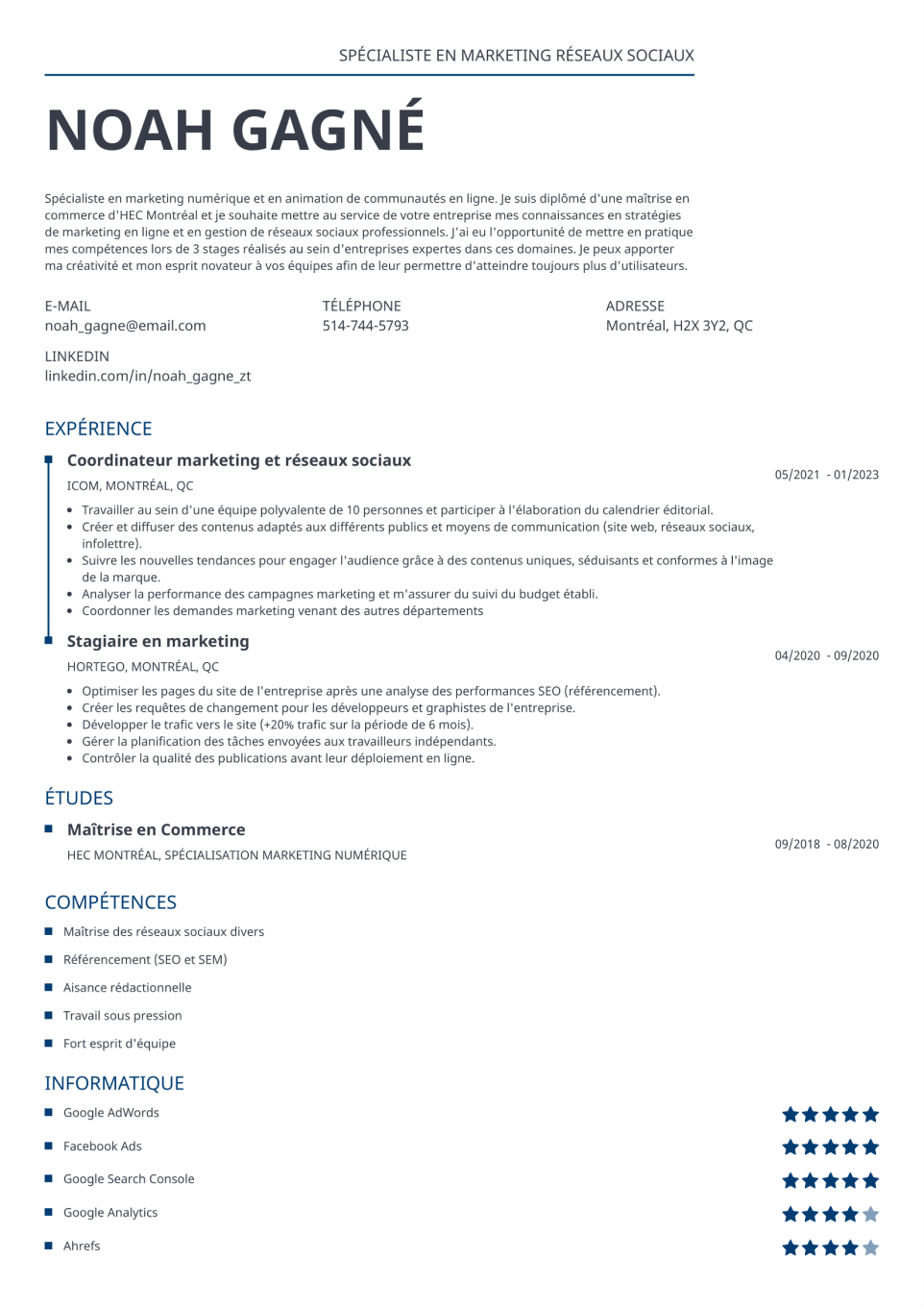 CV en ligne classic
