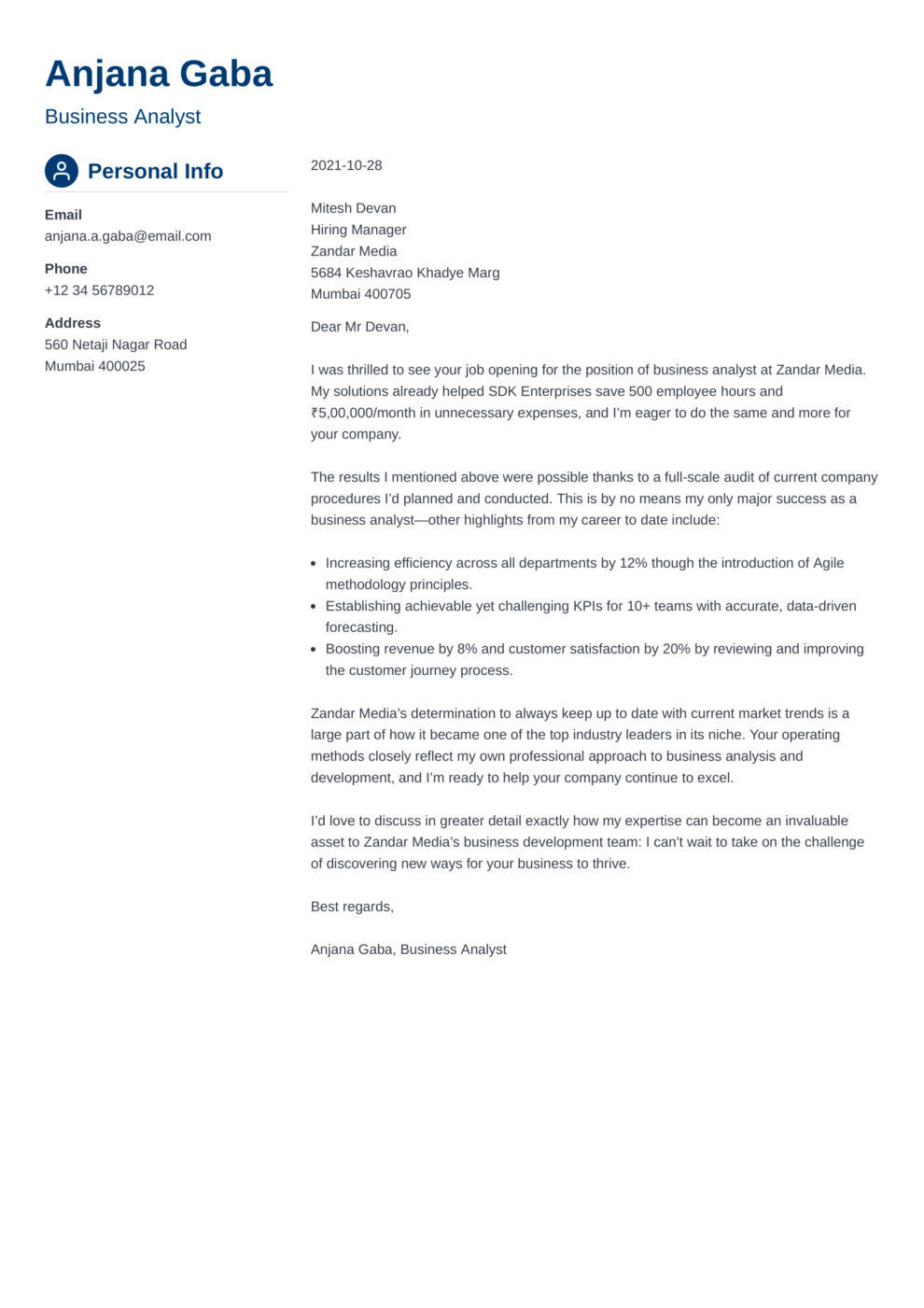 Cover Letter Maker Create A Cover Letter Online For Free