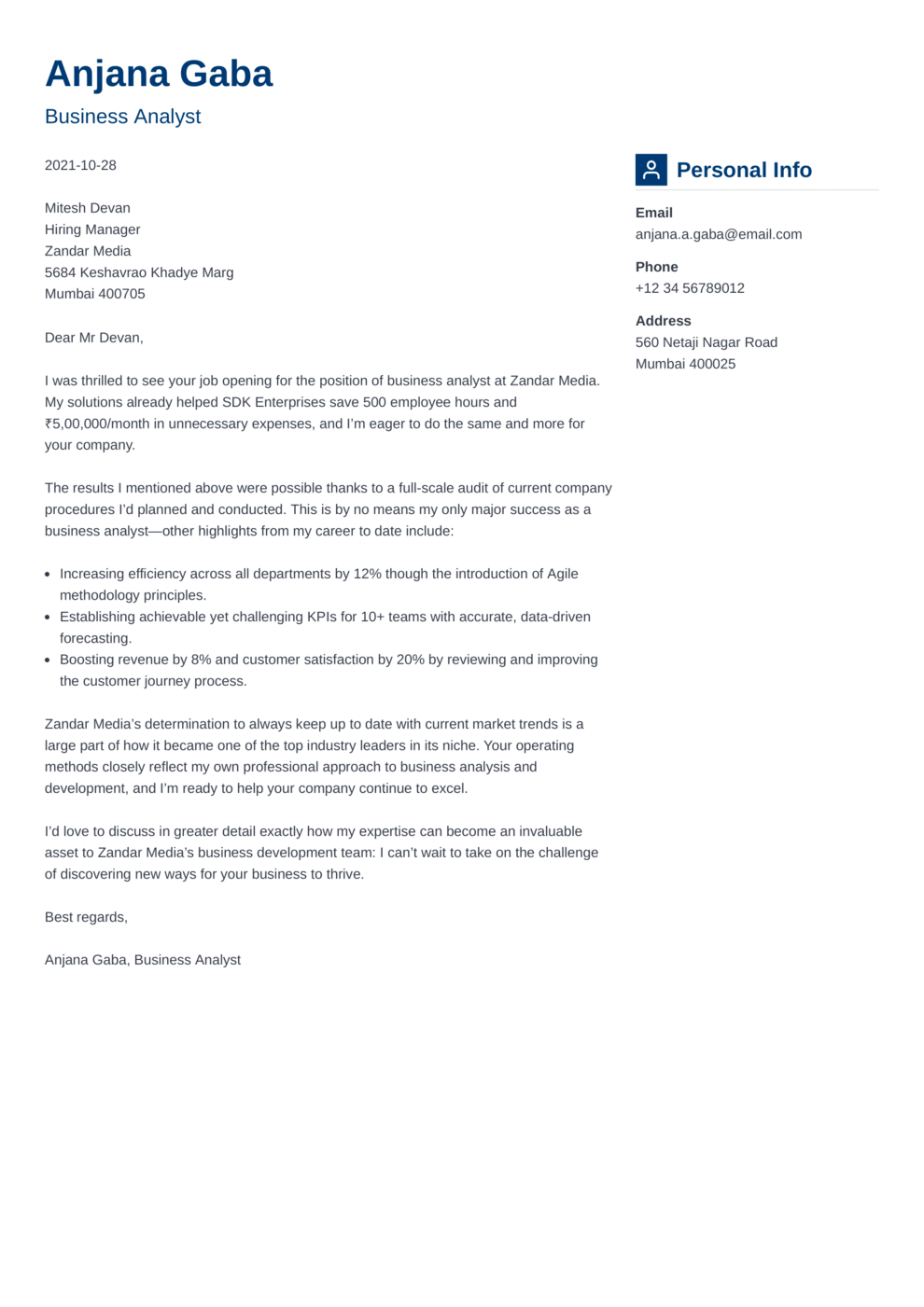free email cover letter