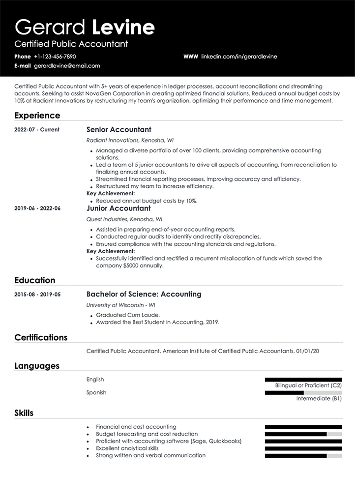 accounting resume example