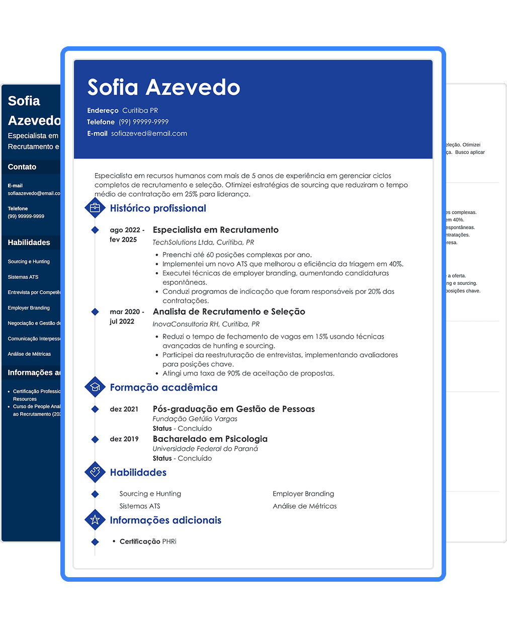 modelo de currículo criativo do gerador online da Zety