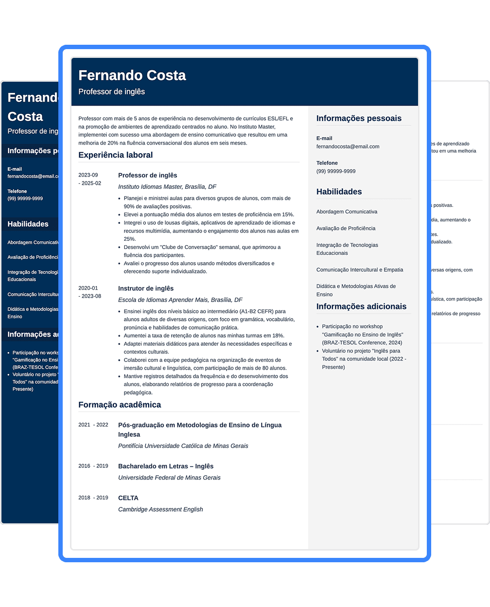 modelo de currículo do gerador da Zety