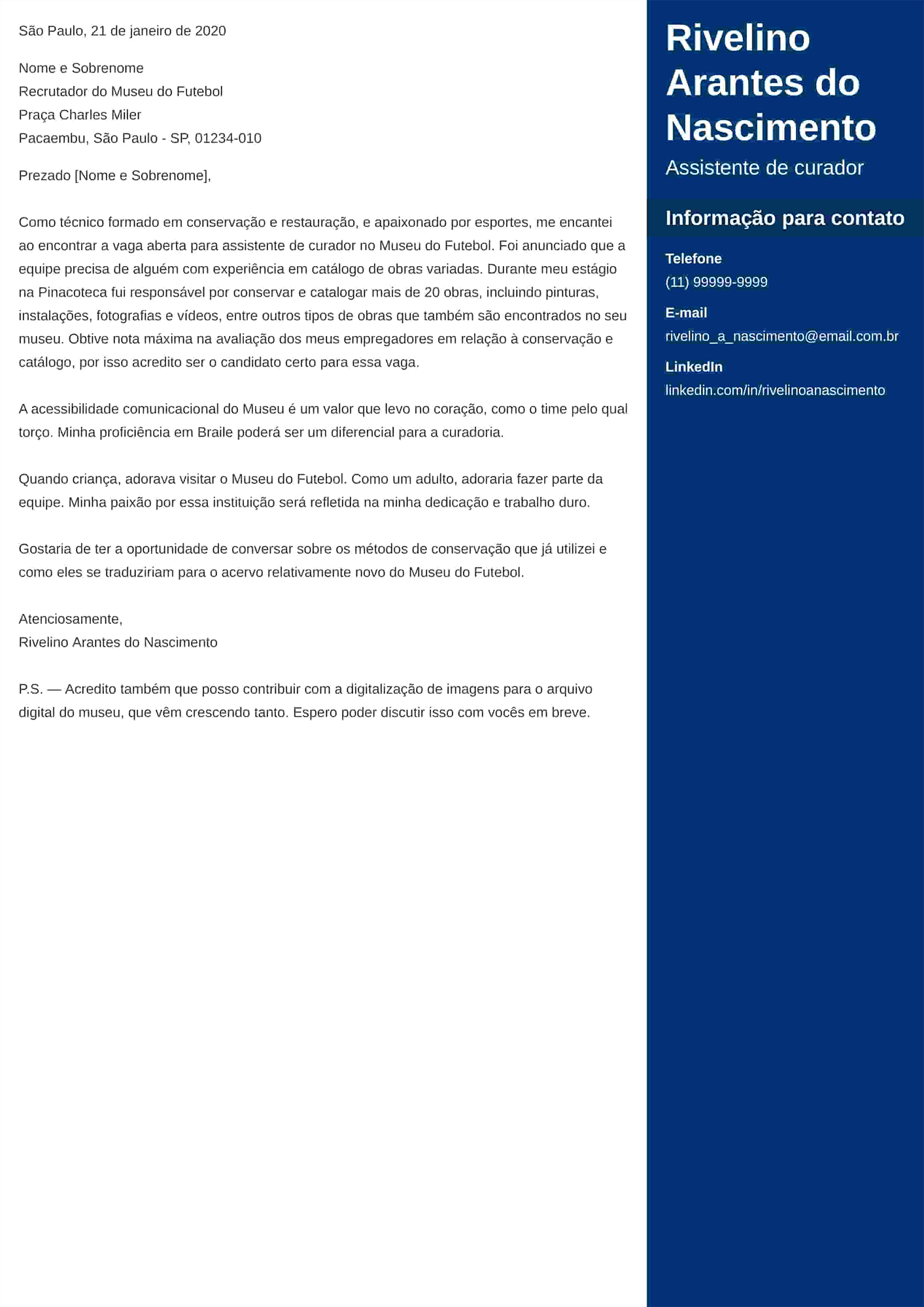Modelo De Carta De Candidatura De Emprego SCTLP Modelo De Carta De Candidatura De Emprego SCTLP