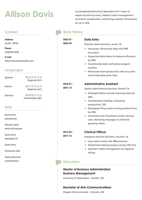 data entry example