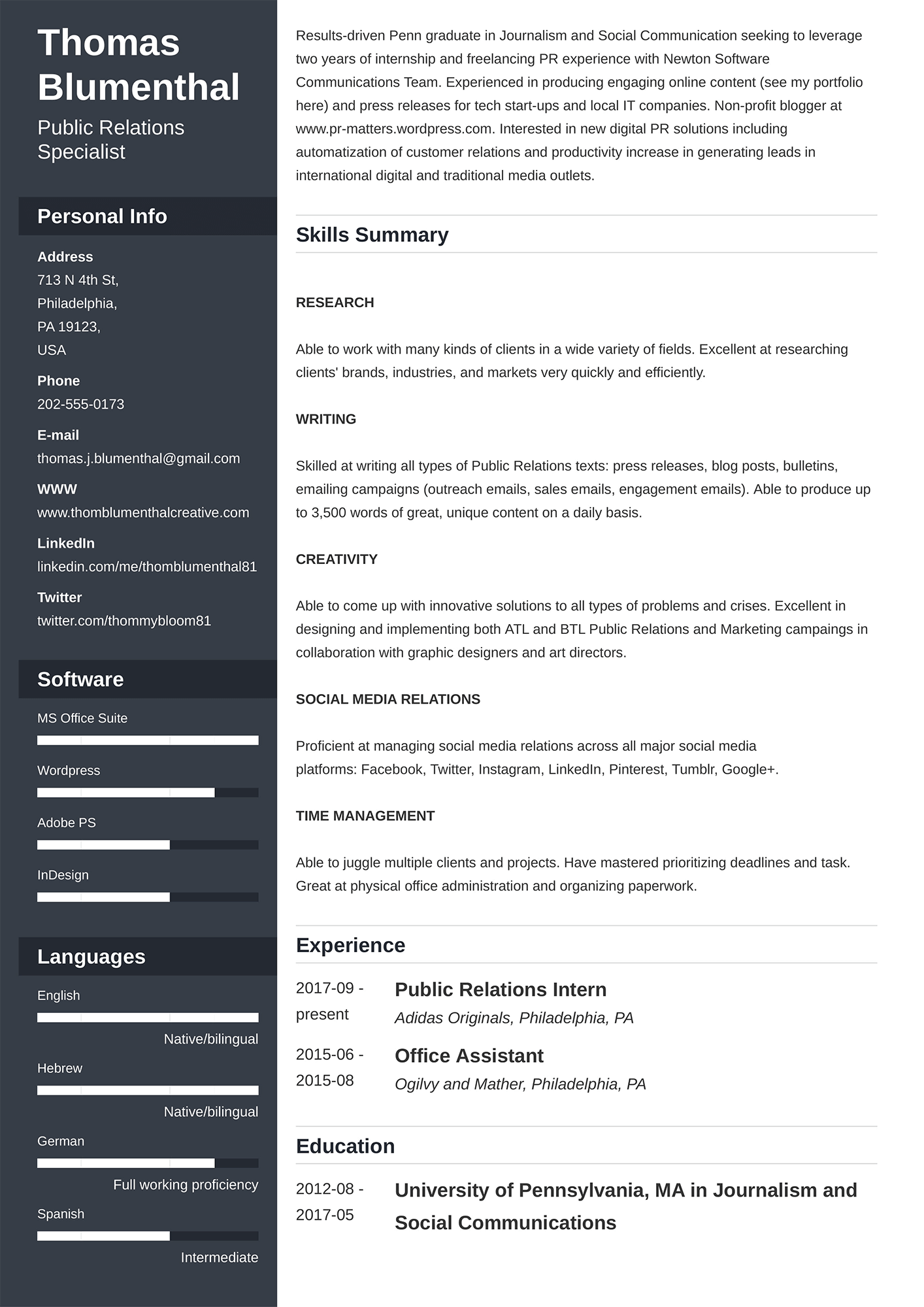 Example of a functional CV