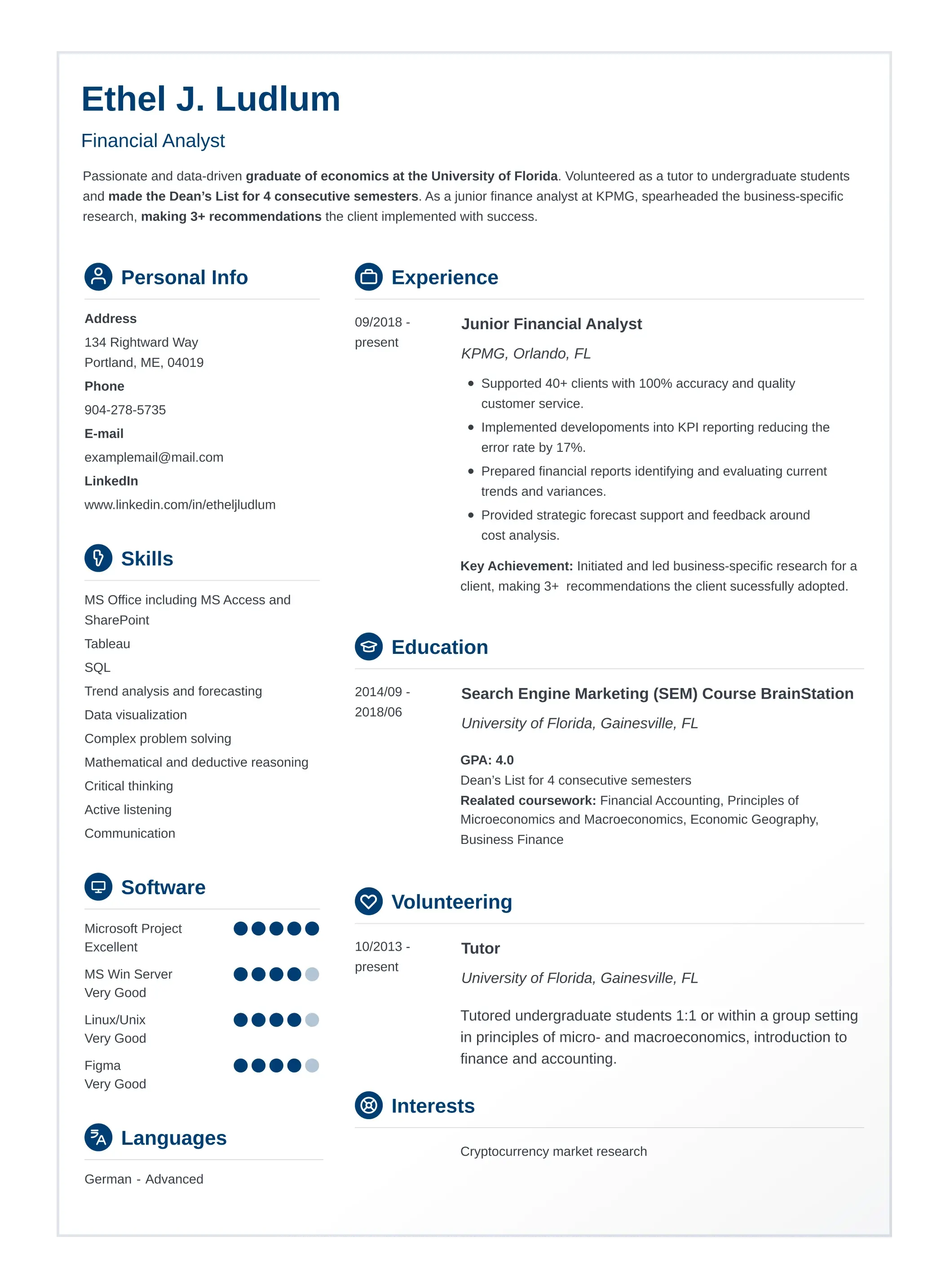 Example of a Resume with an explanation