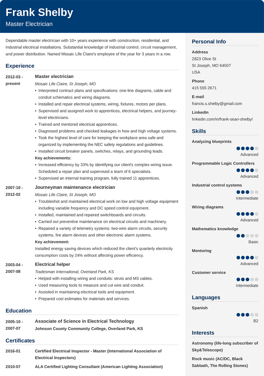 Examples of different resume formats