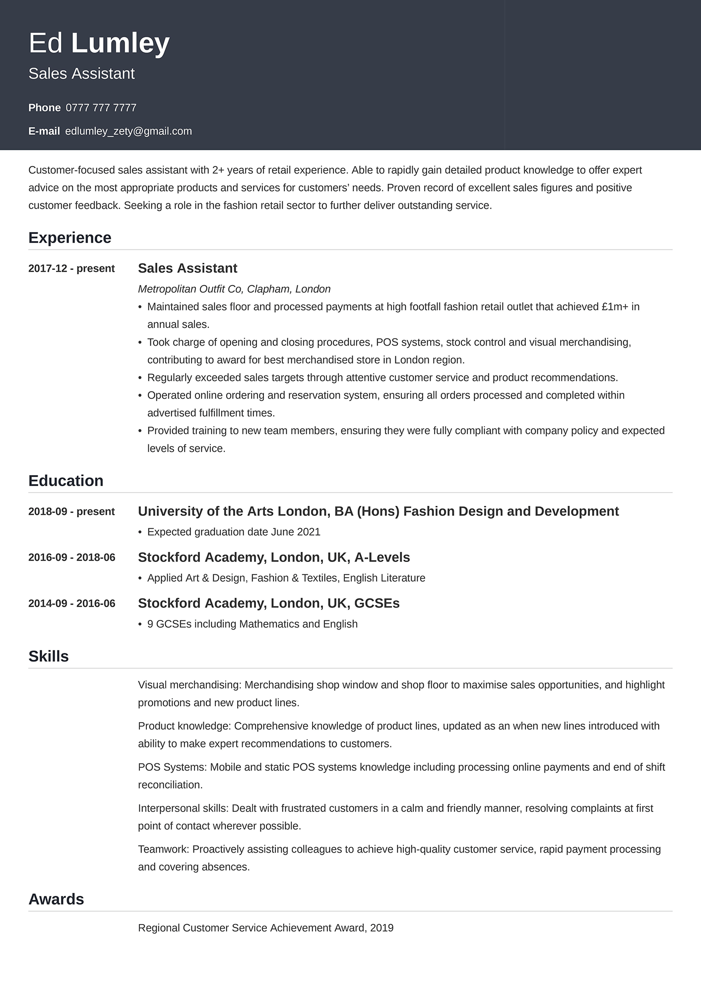 resume format for uk it jobs