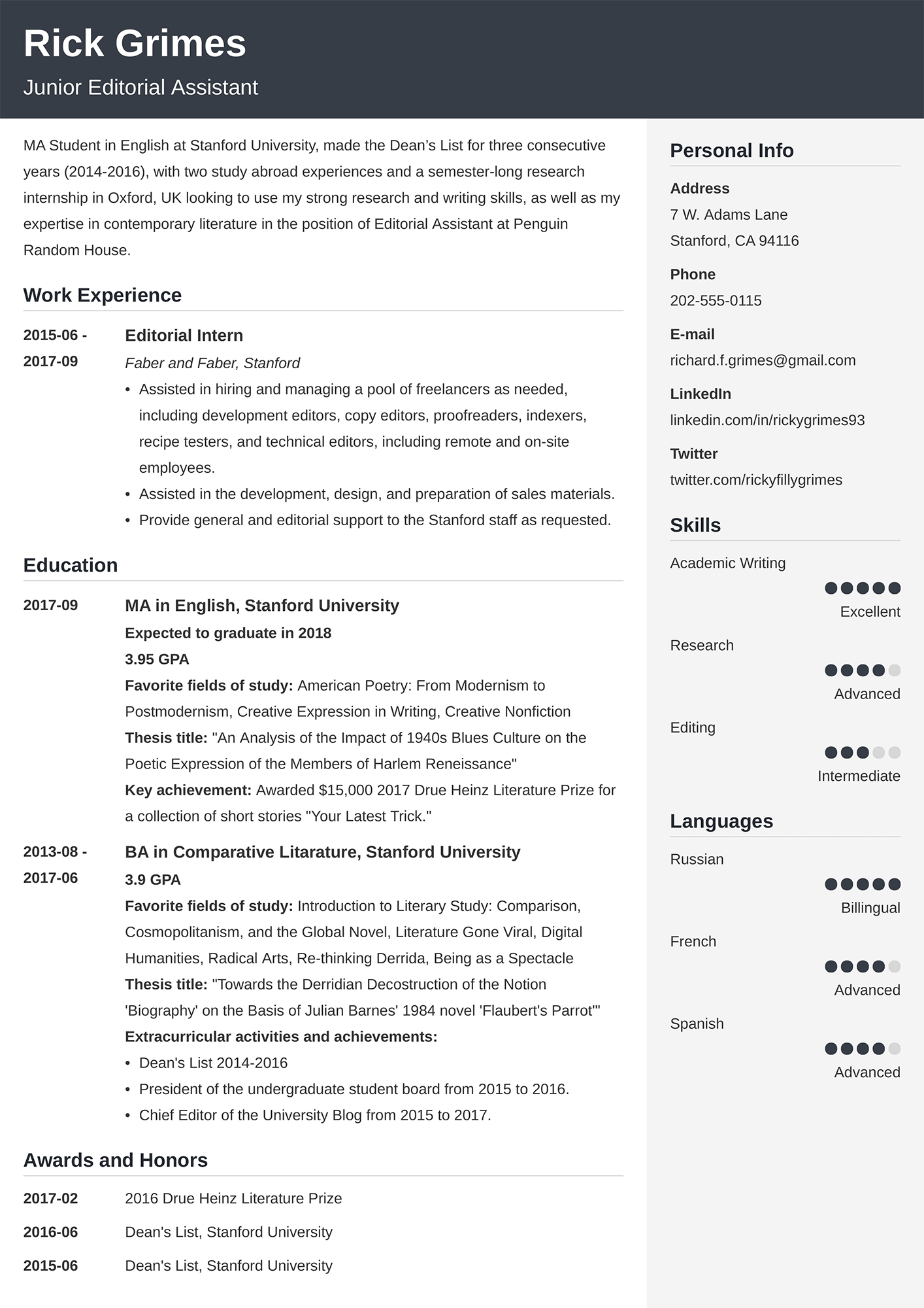 resume format