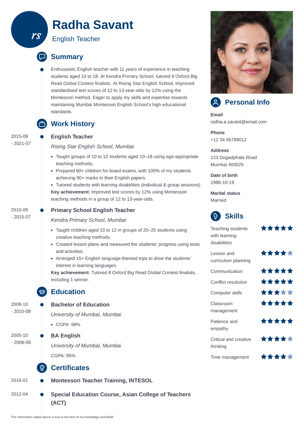 resume sample zety