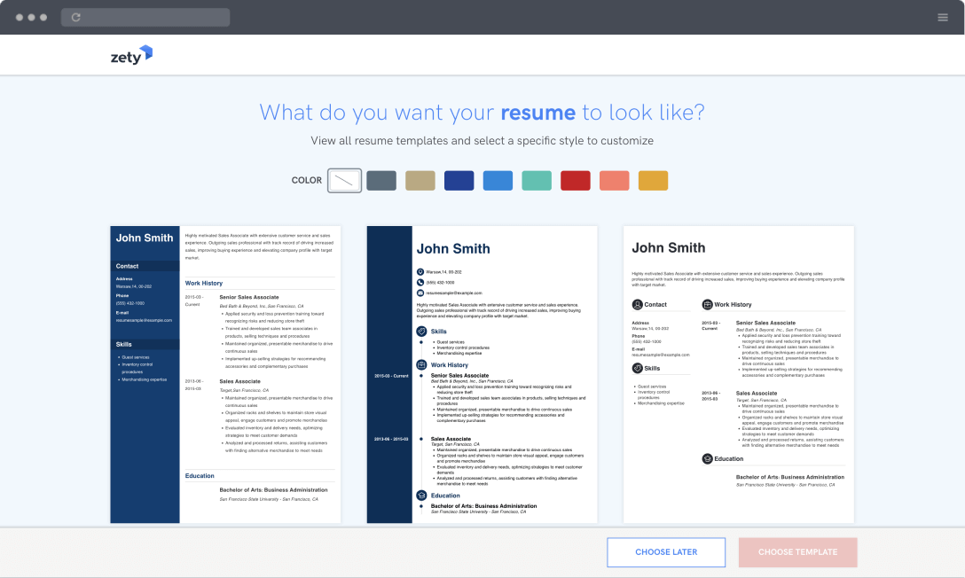 free resume templates zety
