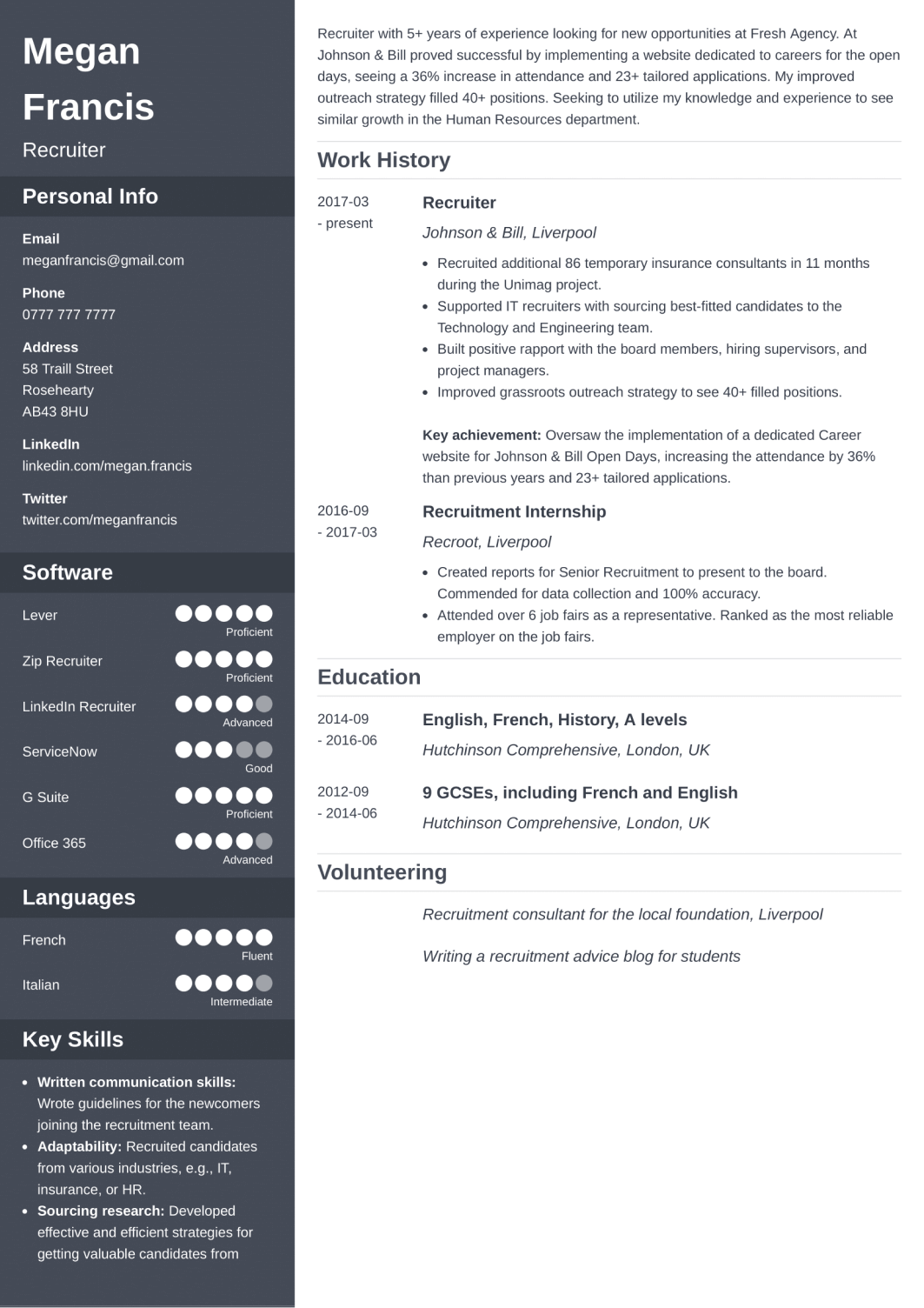 Cascade - professional CV template
