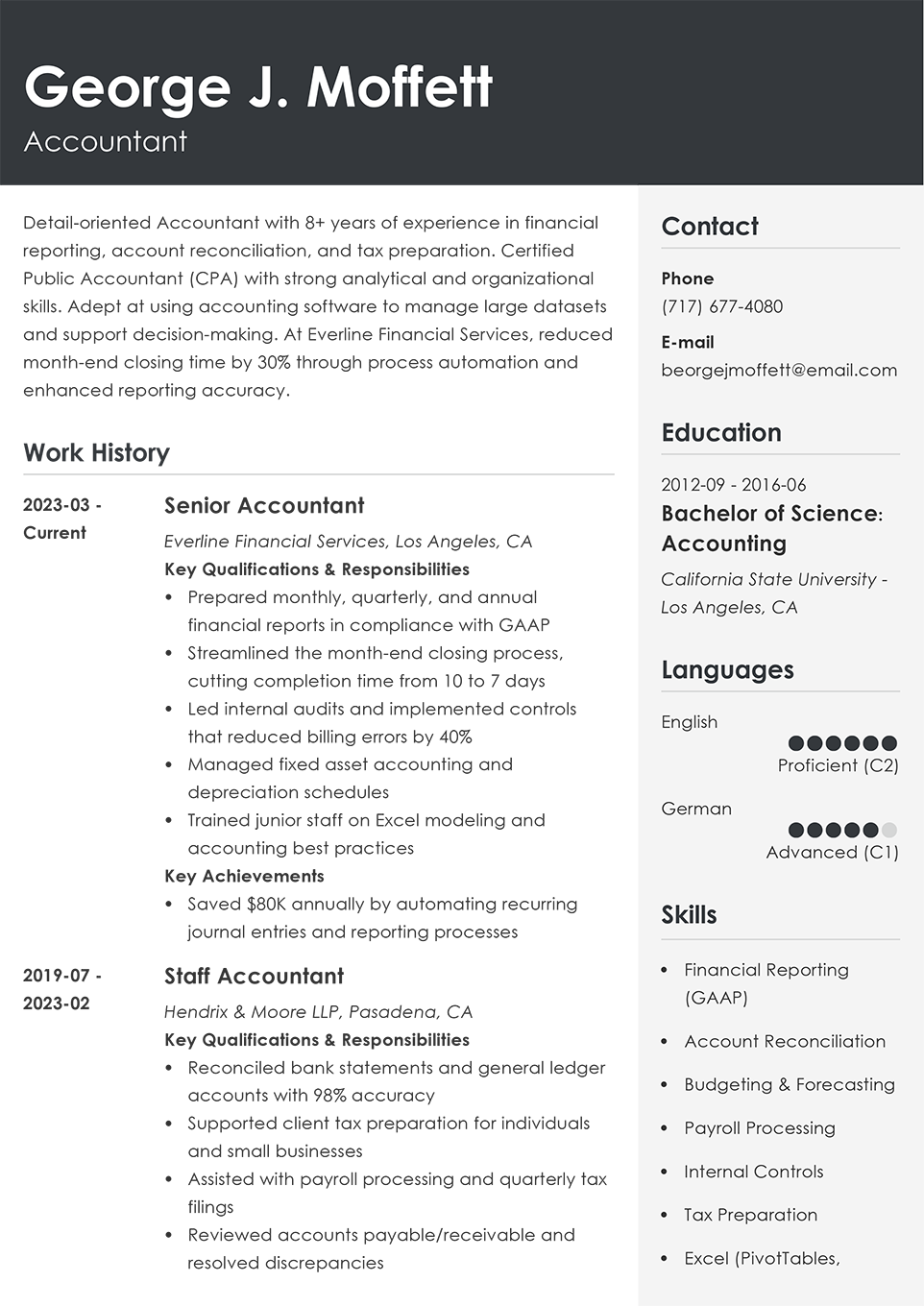 Professional Resume Template Cubic