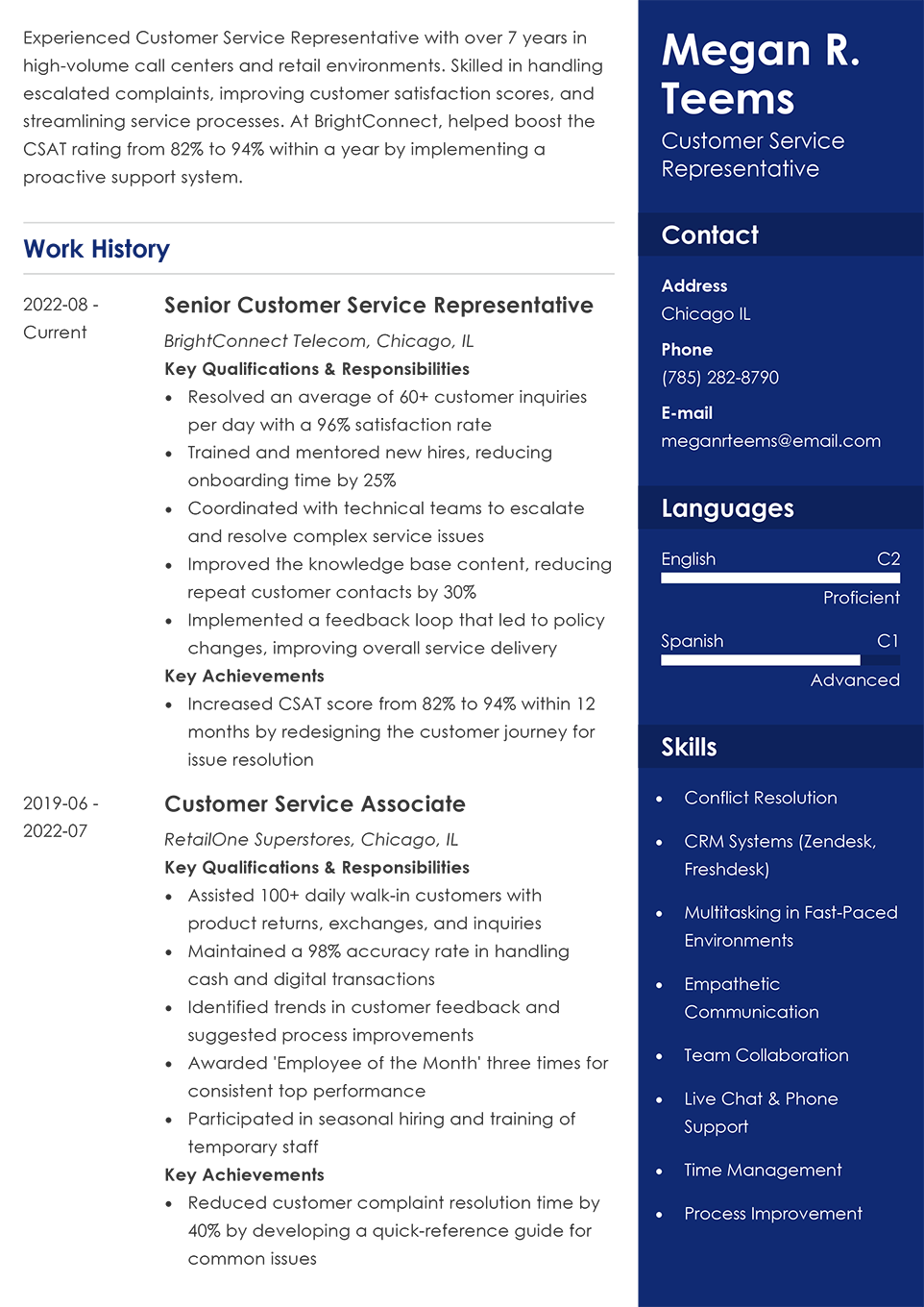 Professional Resume Template Enfold
