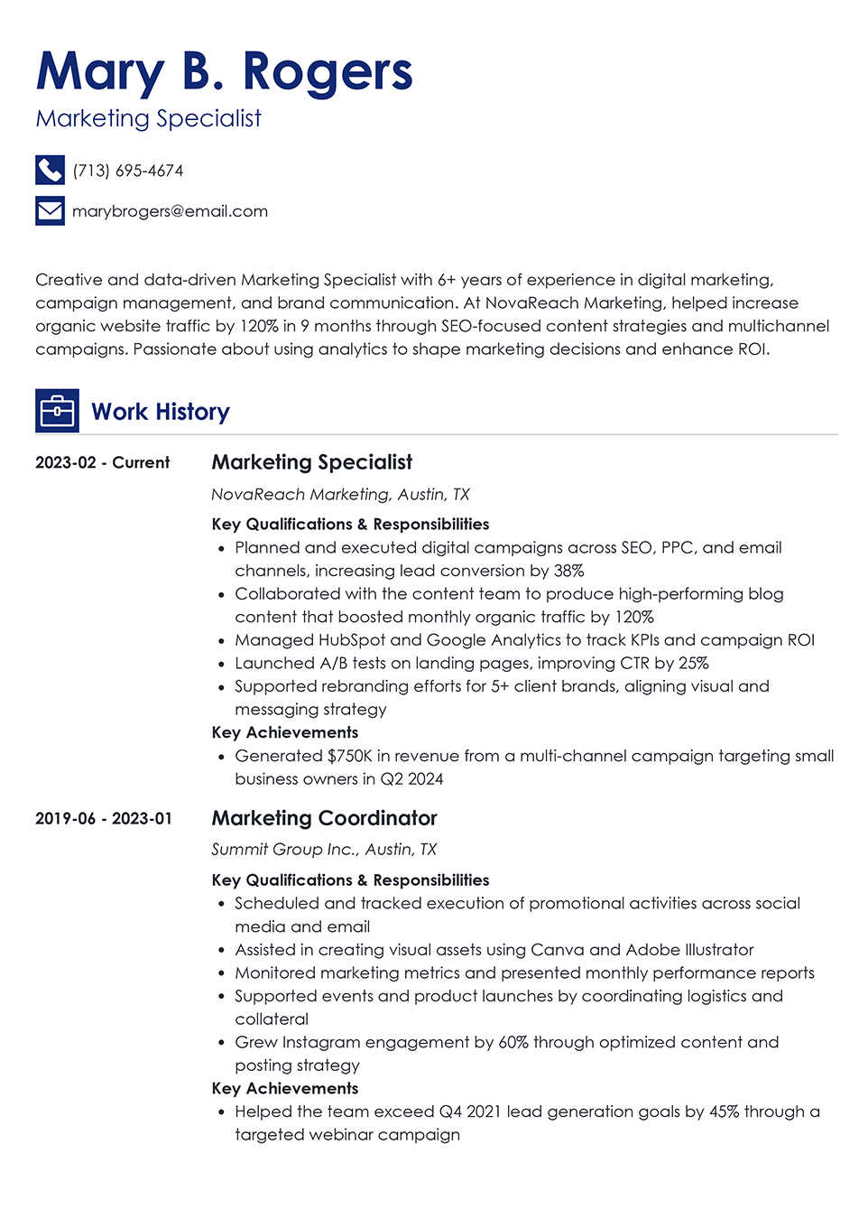 Professional Resume Template Iconic