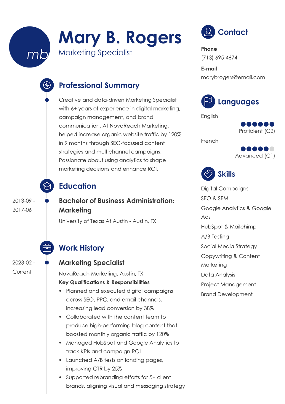Professional Resume Template Primo