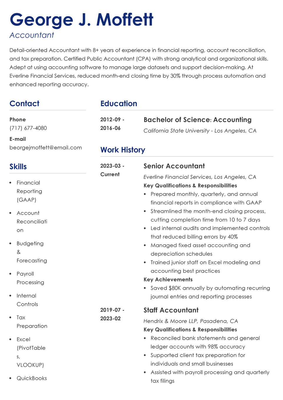 Professional Resume Template Simple