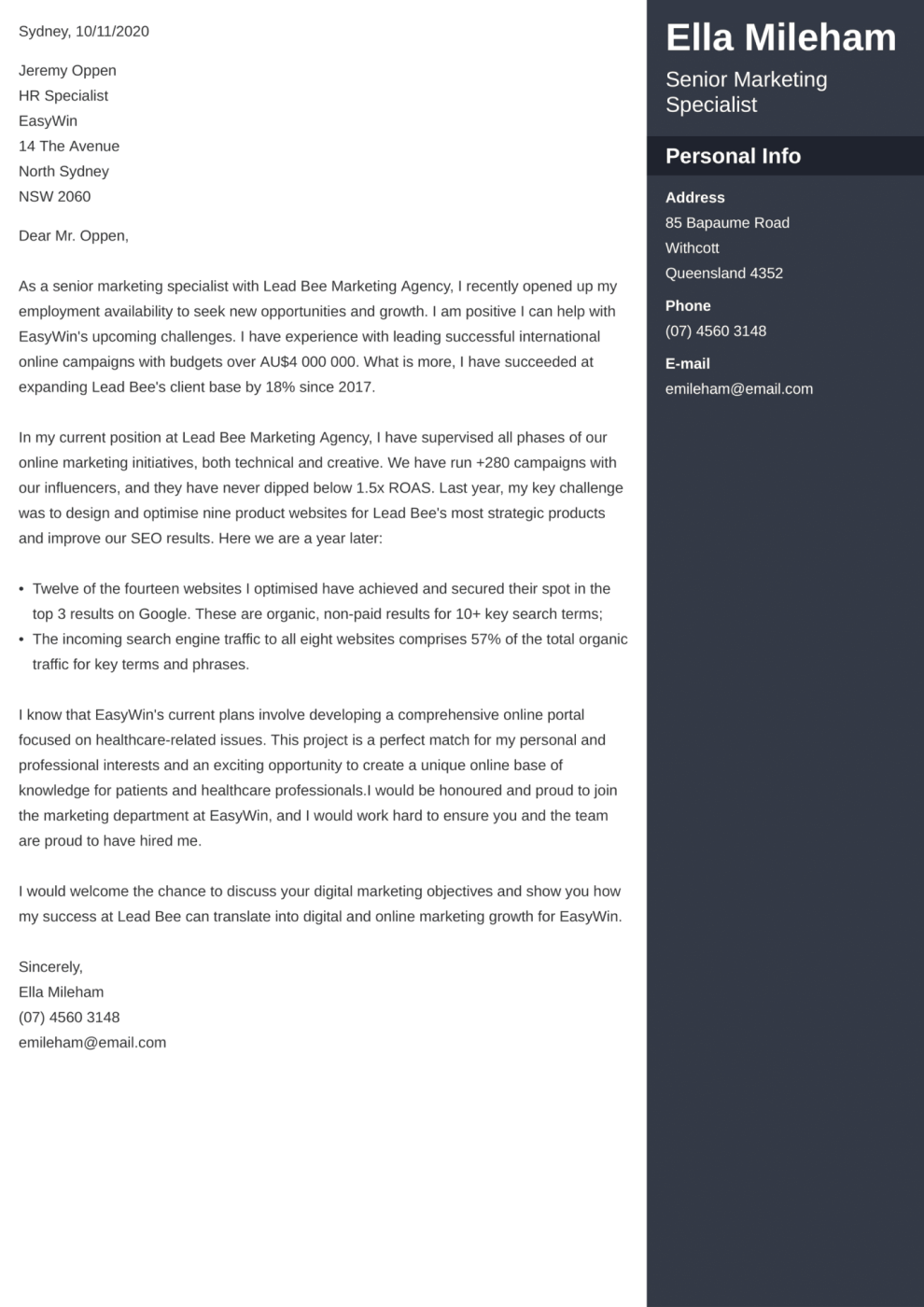 Enfold cover letter template