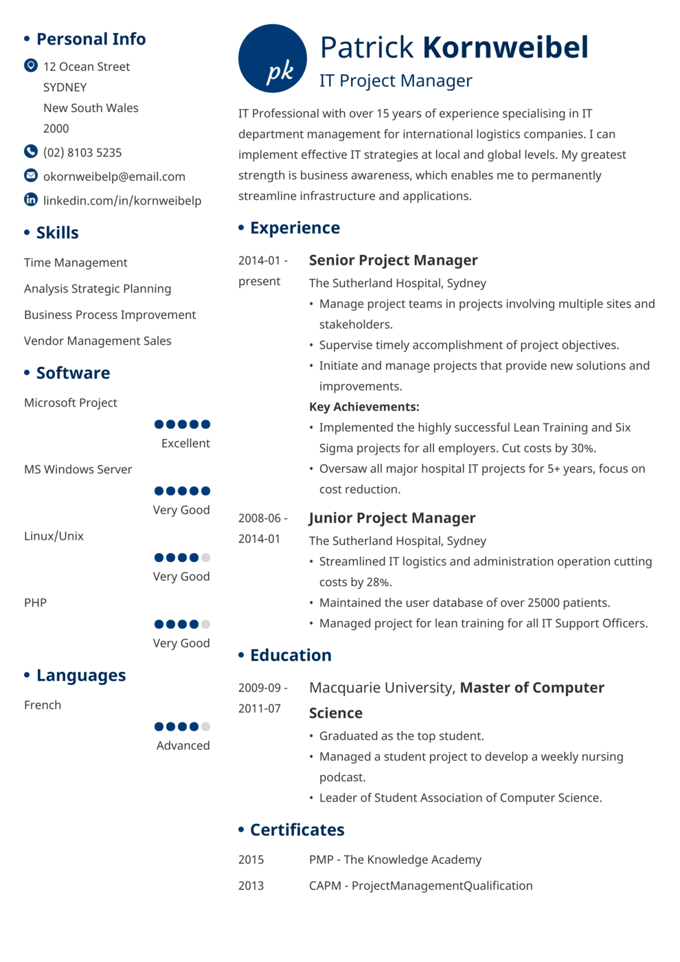 Zety's Initials Resume Template