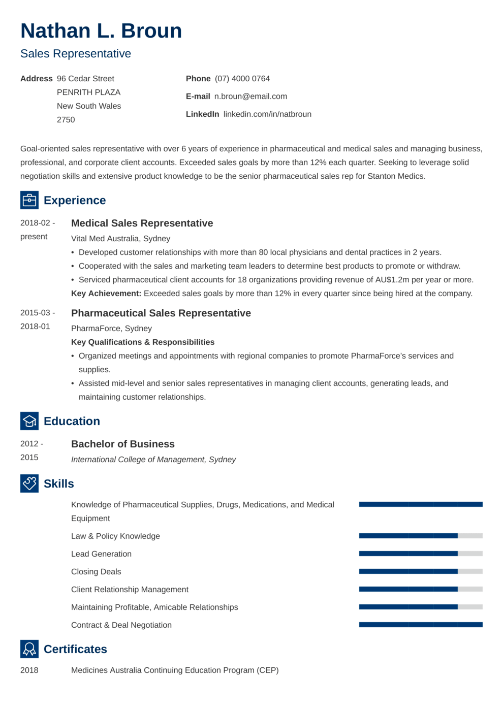 Zety's Newcast CV Template