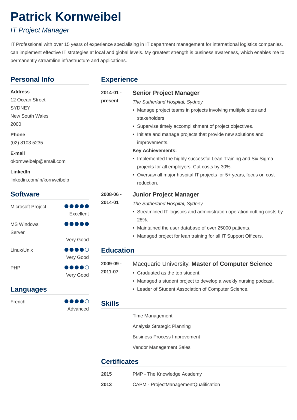 Zety's Simple Resume Template