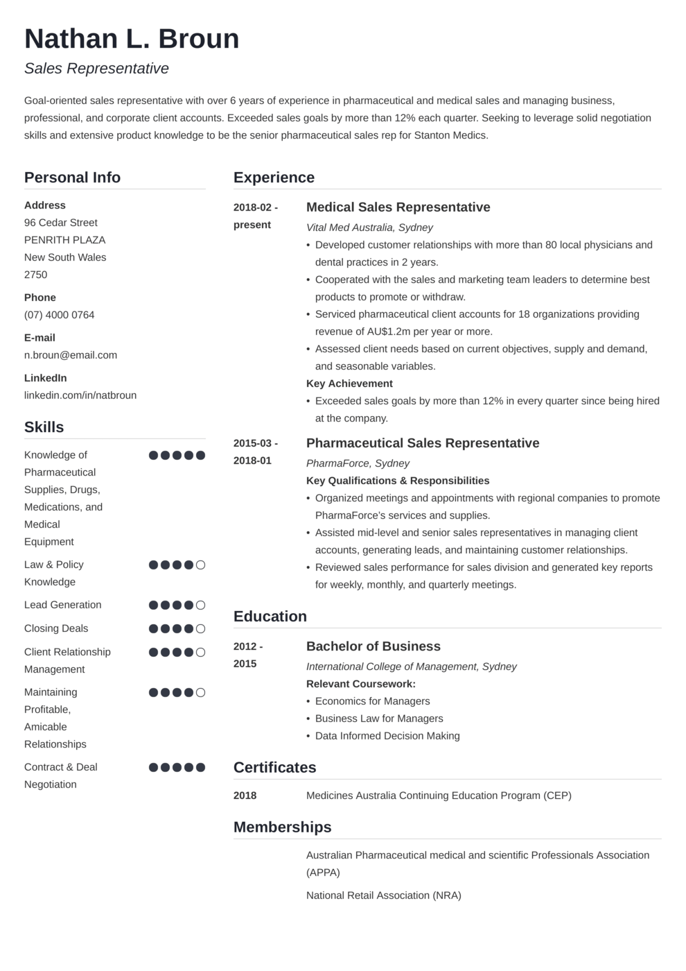 Zety's Simple CV Template