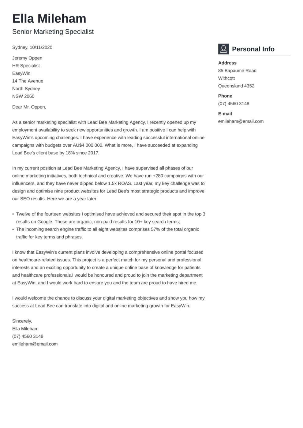 Vibes cover letter template