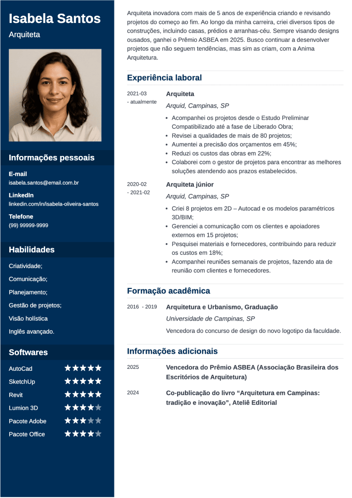 modelo de currículo moderno