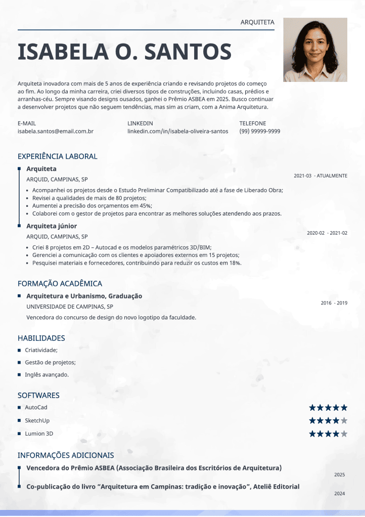 exemplo de currículo moderno