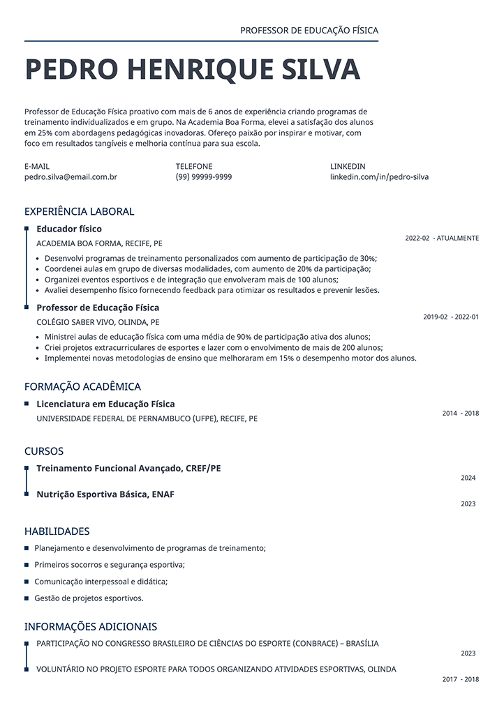 currículo profissional simples