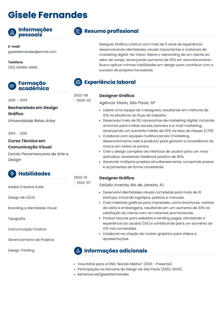 currículo criativo para PDF Crisp