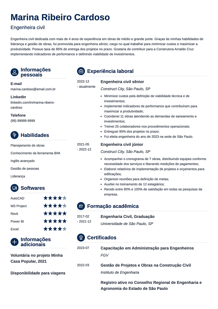 modelo de currículo para preencher