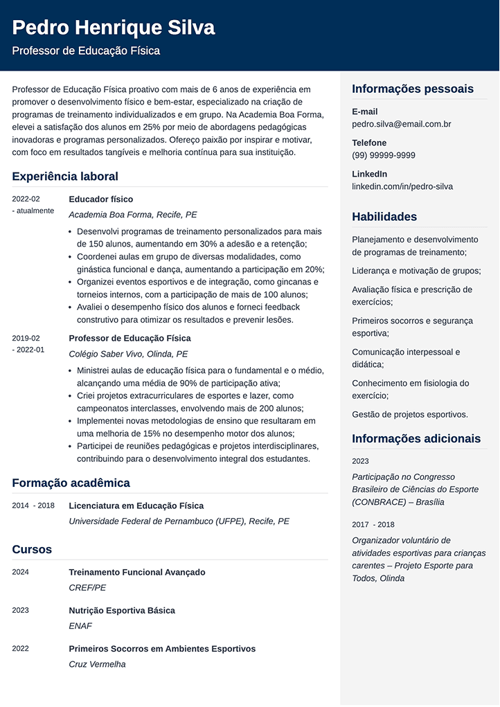 exemplo de currículo profissiona