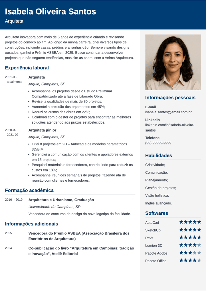 modelo moderno de currículo