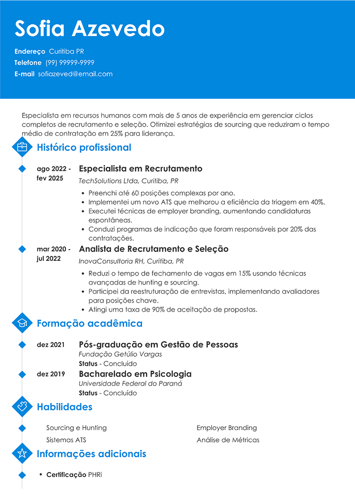 exemplo de currículo básico em PDF