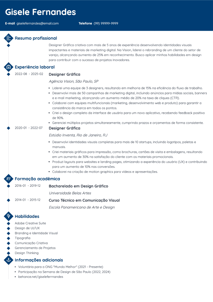 modelo de currículo criativo Diamond