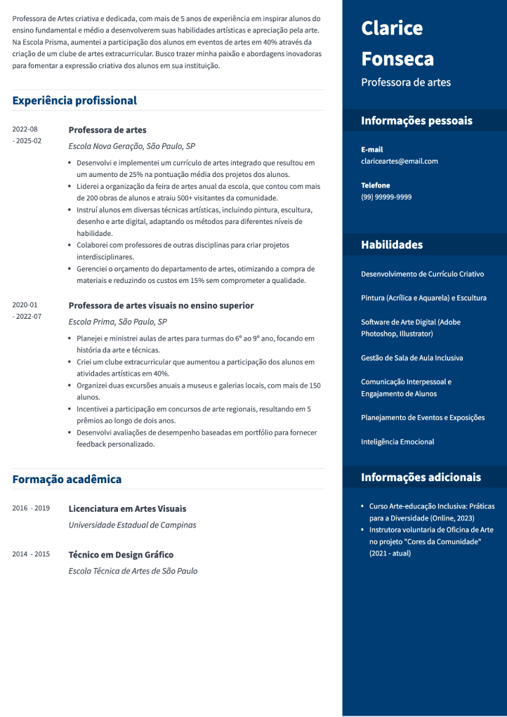 modelo de CV colorido para editar