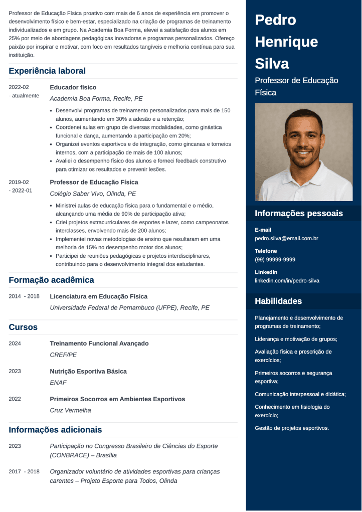 currículo profissional: modelo