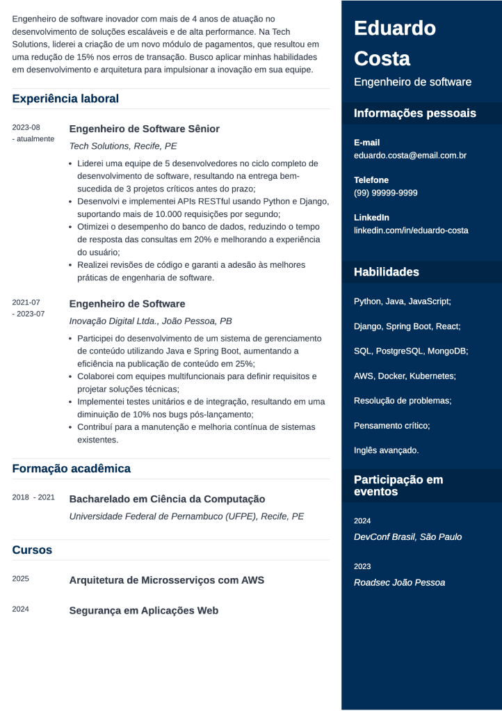 exemplo de currículo simples