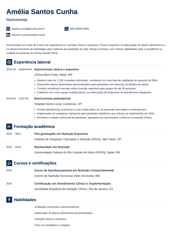 exemplo de curriculum vitae personalizado
