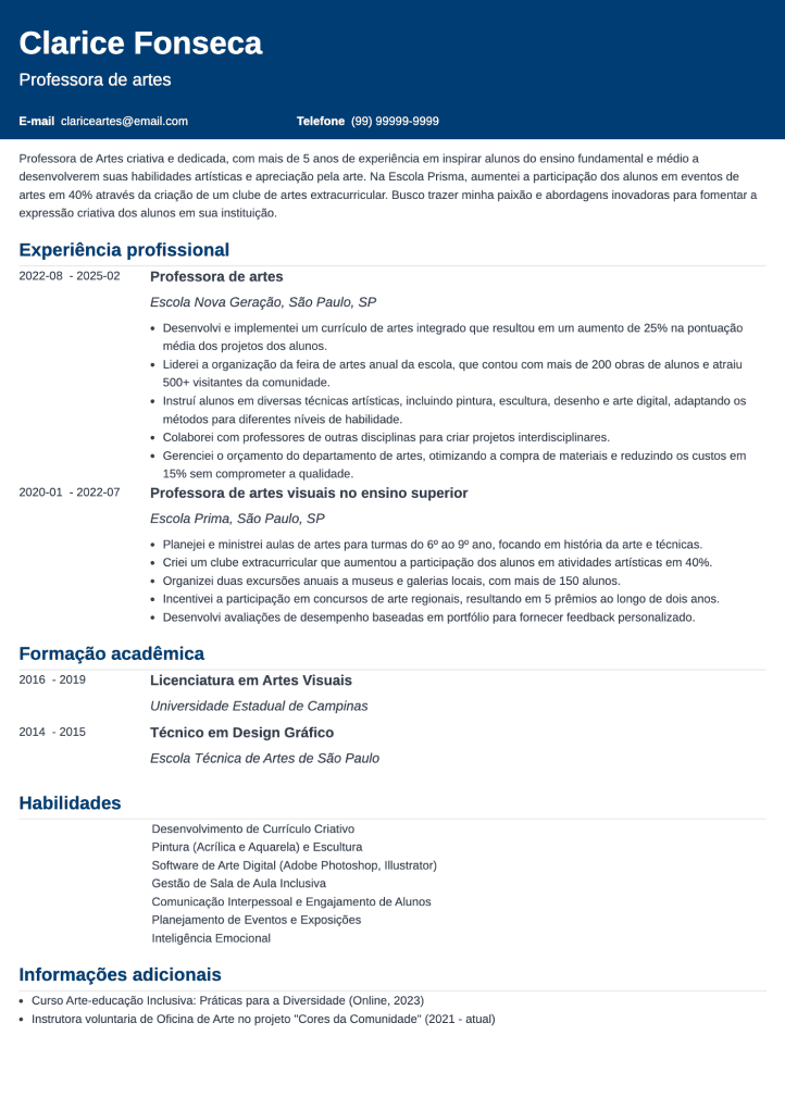 modelo de currículo colorido básico