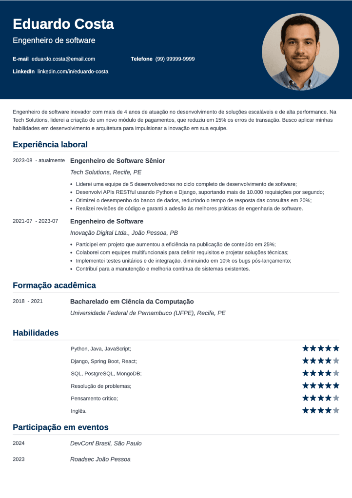 currículo pronto simples