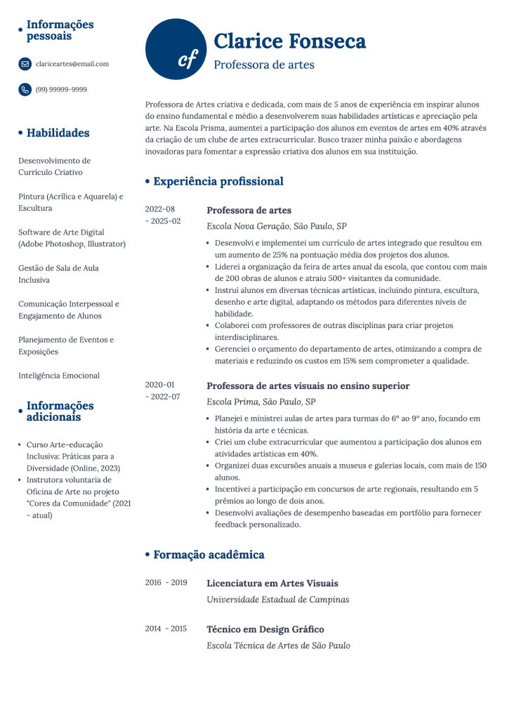 modelo de currículo colorido Initials