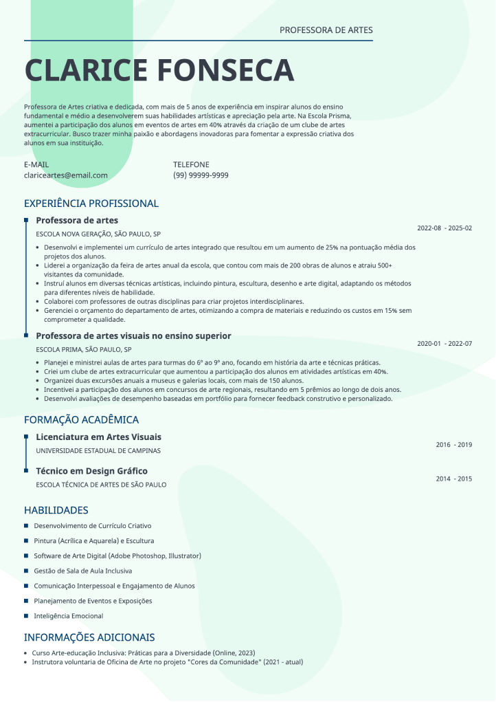 currículo colorido verde para baixar