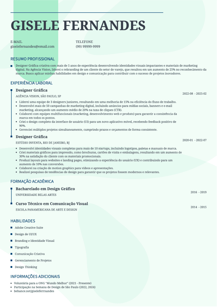 CV criativo modelo Lumina