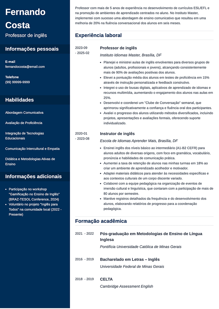 melhor modelo personalizável de currículo